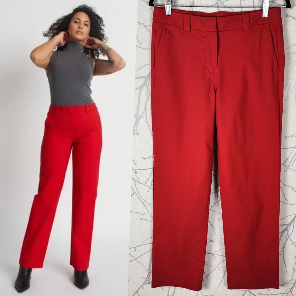 Kit and Ace Red Stretch Ponte Twill Mid Rise Straight Leg A to B Pants